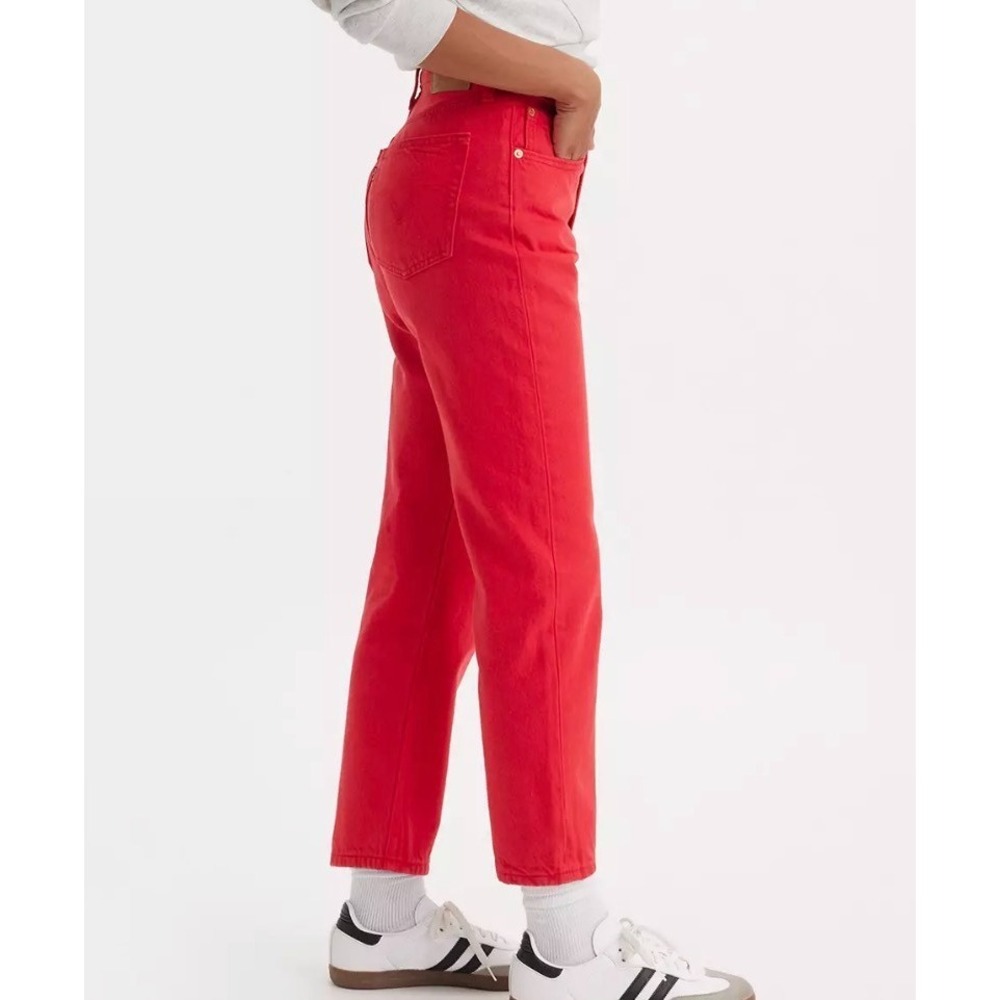 NWT Levis Premium 501 Jeans Women 26x28 Red High Rise Straight Made USA 90 Denim - Picture 2 of 14